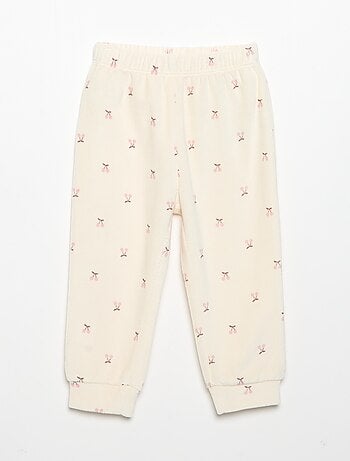Pigiama 2 pezzi in velluto - Felpa con volant sulle spalle + pantaloni