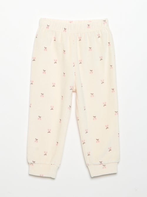 Pigiama 2 pezzi in velluto - Felpa con volant sulle spalle + pantaloni - Kiabi