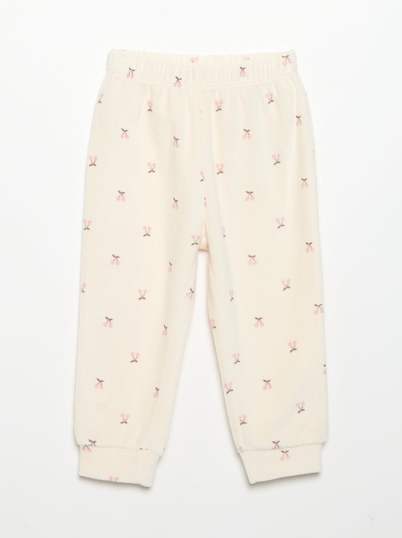 Pigiama 2 pezzi in velluto - Felpa con volant sulle spalle + pantaloni Beige - Kiabi
