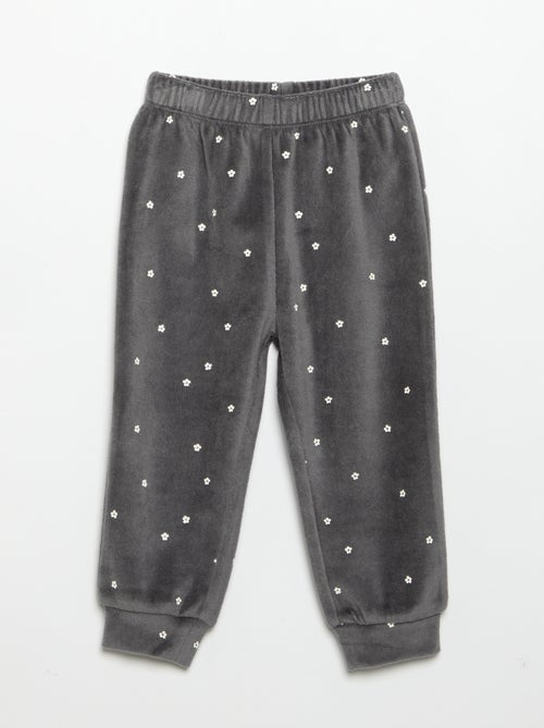 Pigiama 2 pezzi in velluto - Felpa con volant sulle spalle + pantaloni - Kiabi