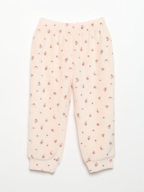 Pigiama 2 pezzi in velluto - Felpa con volant sulle spalle + pantaloni - Kiabi