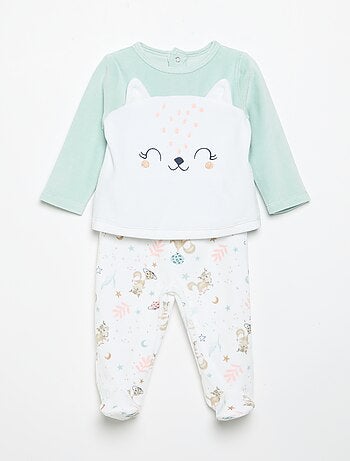 Pigiama 2 pezzi 'Petit Béguin' - T-shirt a maniche lunghe + pantaloni con piedini