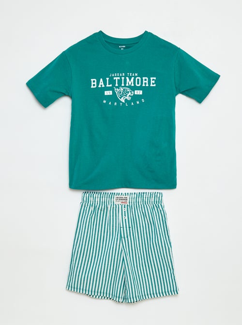 Pigiama 2 pezzi t-shirt + shorts a righe - Kiabi