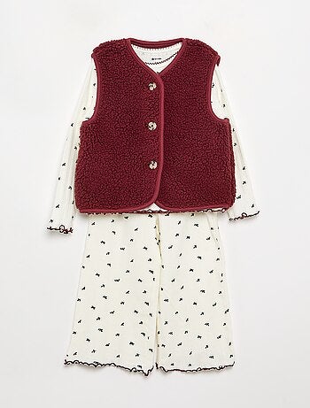 Pigiama 3 pezzi - T-shirt + pantaloni + cardigan senza maniche
