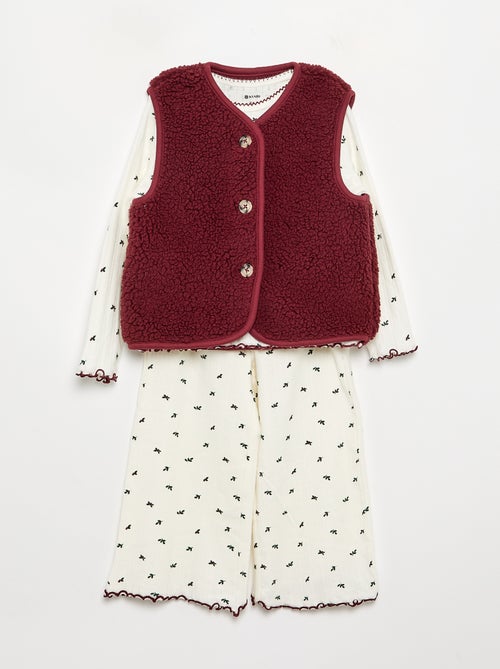 Pigiama 3 pezzi - T-shirt + pantaloni + cardigan senza maniche - Kiabi Pigiama 3 pezzi - T-shirt + pantaloni + cardigan senza maniche - Kiabi