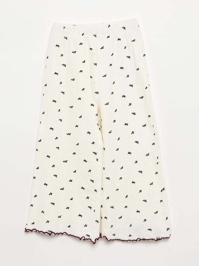 Pigiama 3 pezzi - T-shirt + pantaloni + cardigan senza maniche Bianco - Kiabi