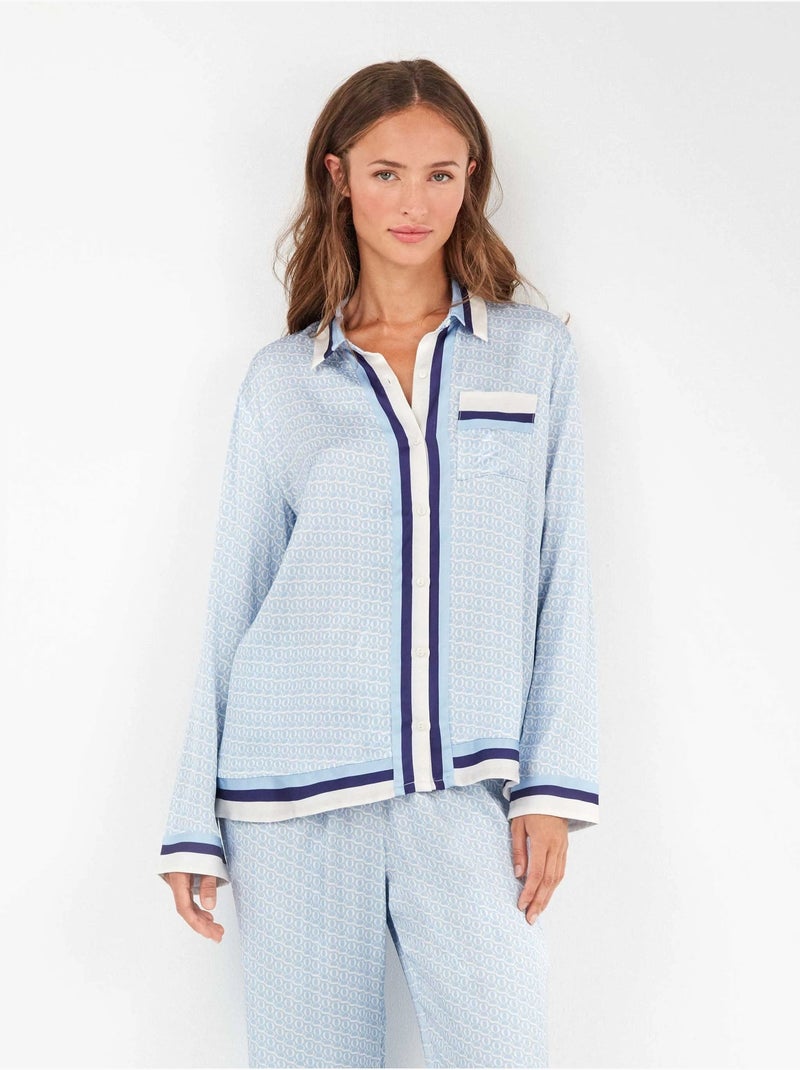 Pigiama a camicia con stampa monogramma Multicolore - Kiabi