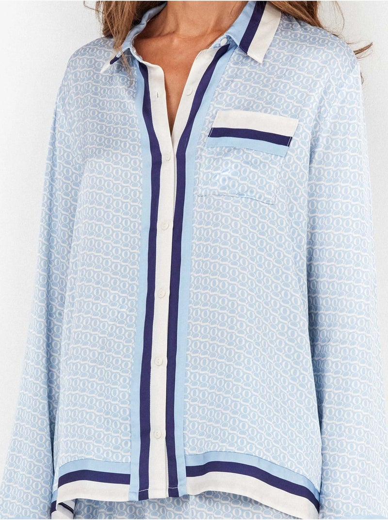 Pigiama a camicia con stampa monogramma Multicolore - Kiabi