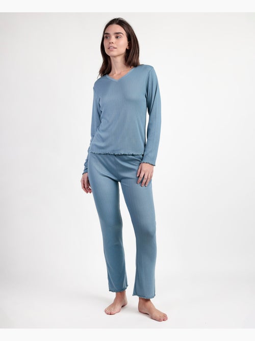 Pigiama a coste morbide con scollo a V e maniche lunghe da donna ADMAS - Kiabi Pigiama a coste morbide con scollo a V e maniche lunghe da donna ADMAS - Kiabi