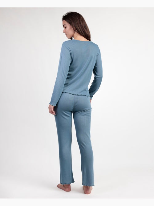 Pigiama a coste morbide con scollo a V e maniche lunghe da donna ADMAS - Kiabi Pigiama a coste morbide con scollo a V e maniche lunghe da donna ADMAS - Kiabi