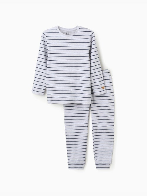 Pigiama a costine a maniche lunghe con righe - Kiabi