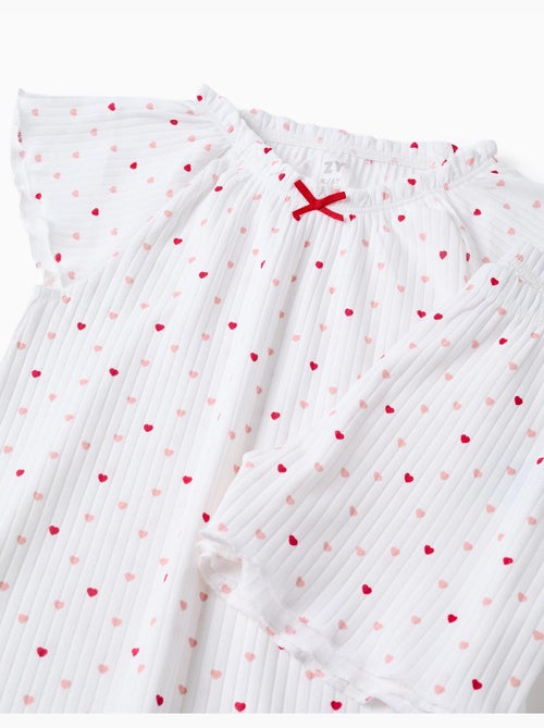 Pigiama a costine in cotone con motivo a cuore - Kiabi