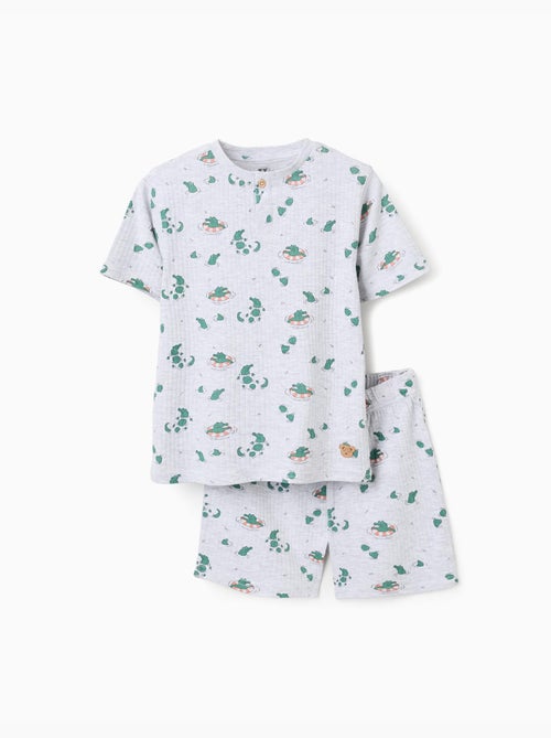 Pigiama a costine in cotone con motivo alligatore - Kiabi