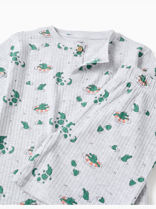Pigiama a costine in cotone con motivo alligatore - Kiabi