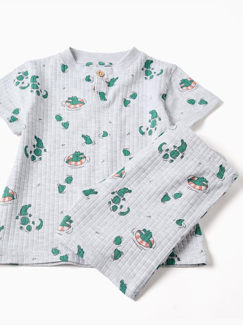 Pigiama a costine in cotone con motivo di alligatore - Kiabi