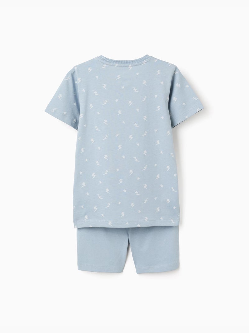 Pigiama a manica corta in cotone con motivo fulmine Blu chiaro - Kiabi