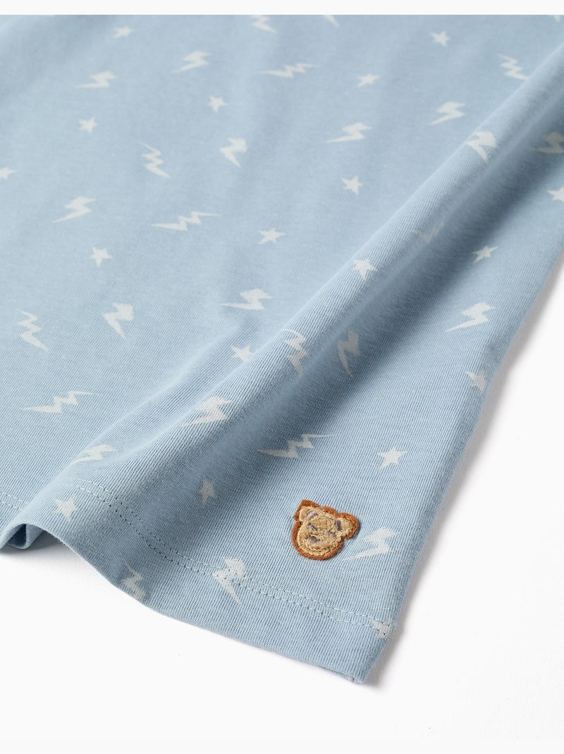 Pigiama a manica corta in cotone con motivo fulmine Blu chiaro - Kiabi