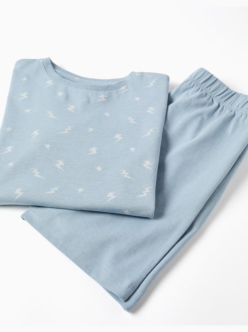 Pigiama a manica corta in cotone con motivo fulmine Blu chiaro - Kiabi