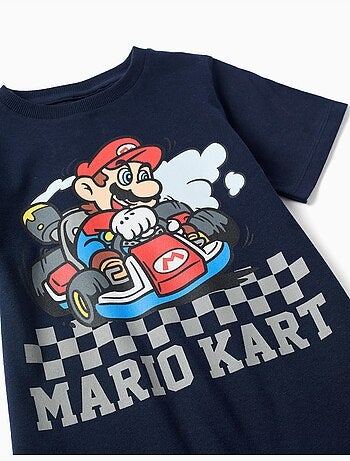 Pigiama a manica corta in cotone con stampa Mario Kart