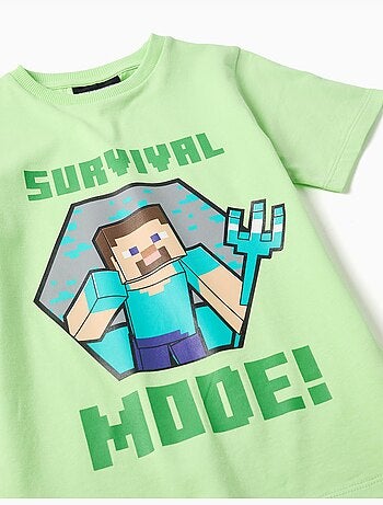 Pigiama a manica corta in cotone con stampa Minecraft