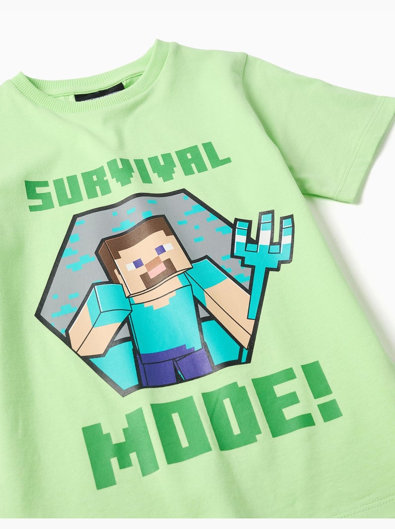 Pigiama a manica corta in cotone con stampa Minecraft Verde chiaro - Kiabi