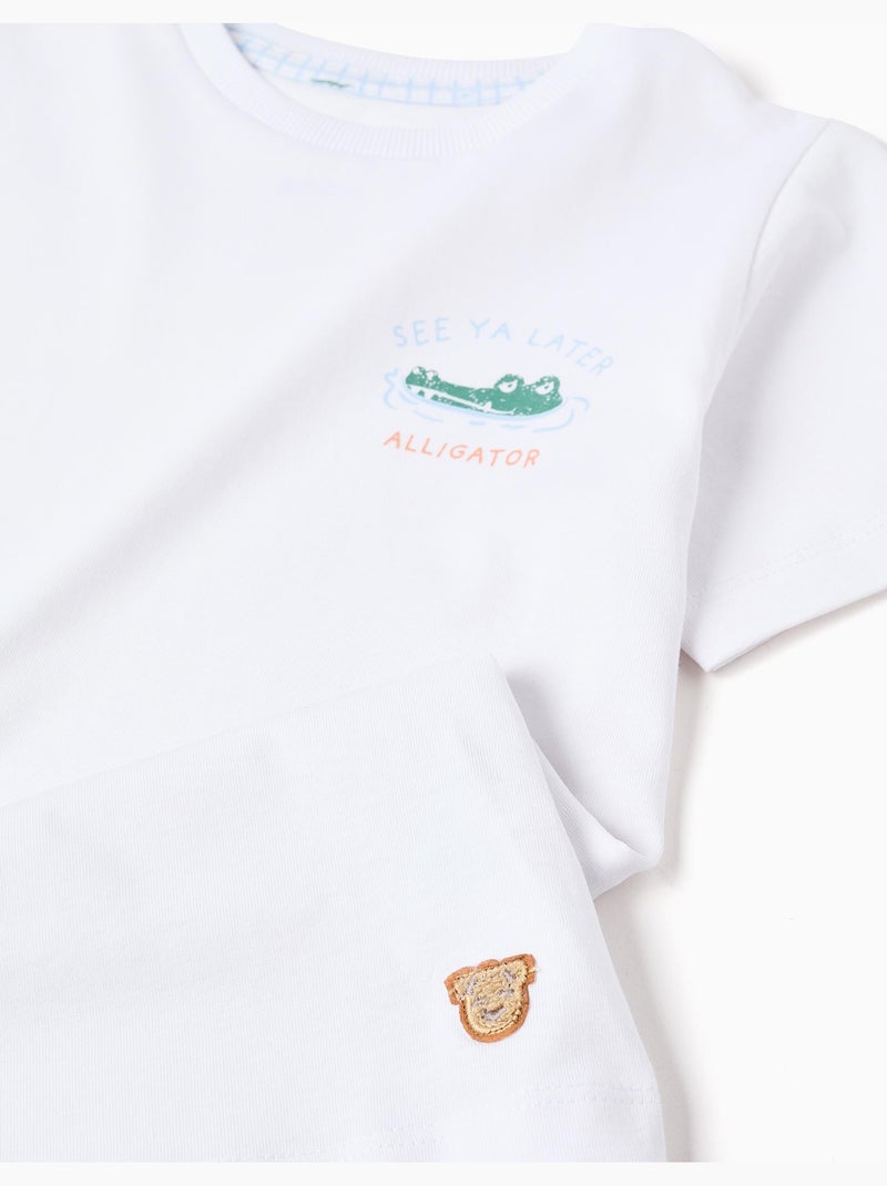 Pigiama a manica corta in cotone con stampe di alligatore Bianco - Kiabi