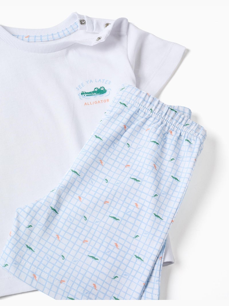Pigiama a manica corta in cotone con stampe di alligatore Bianco - Kiabi