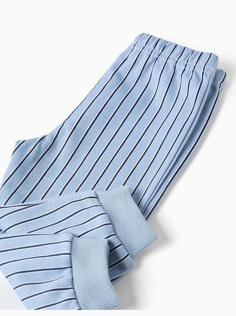 Pigiama a manica lunga con righe Blu chiaro - Kiabi