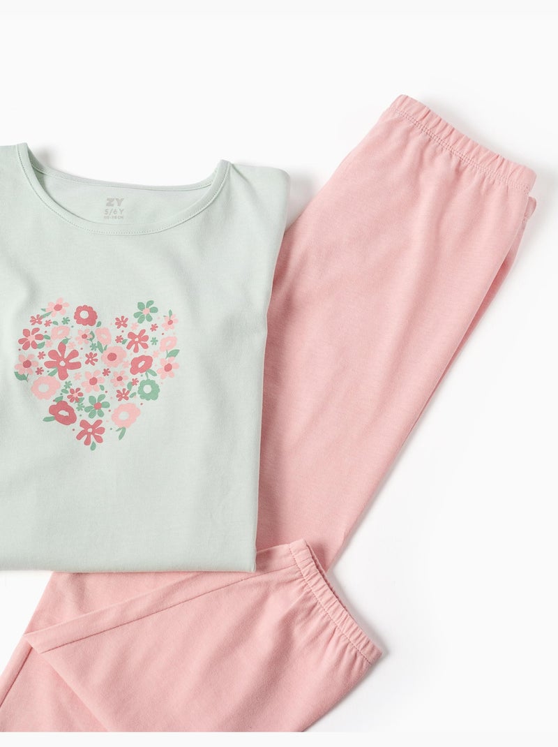 Pigiama a manica lunga con stampa floreale Verde - Kiabi