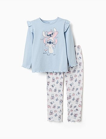 Pigiama a manica lunga con stampa Stitch & Angel
