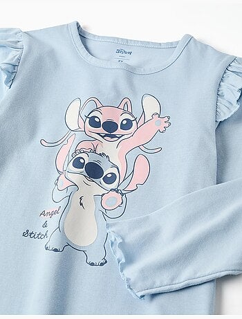 Pigiama a manica lunga con stampa Stitch & Angel
