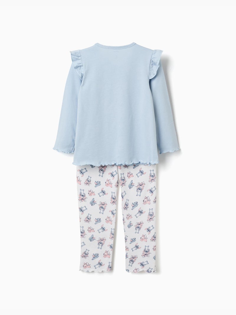 Pigiama a manica lunga con stampa Stitch & Angel Blu chiaro - Kiabi