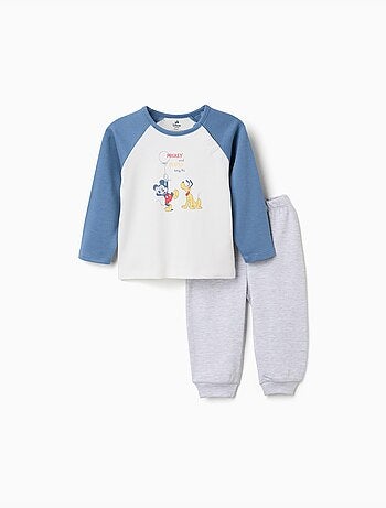 Pigiama a manica lunga in cotone con Mickey & Pluto