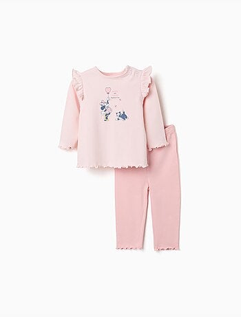 Pigiama a manica lunga in cotone con Minnie & Figaro