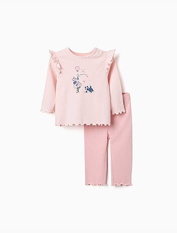 Pigiama a manica lunga in cotone con Minnie & Figaro