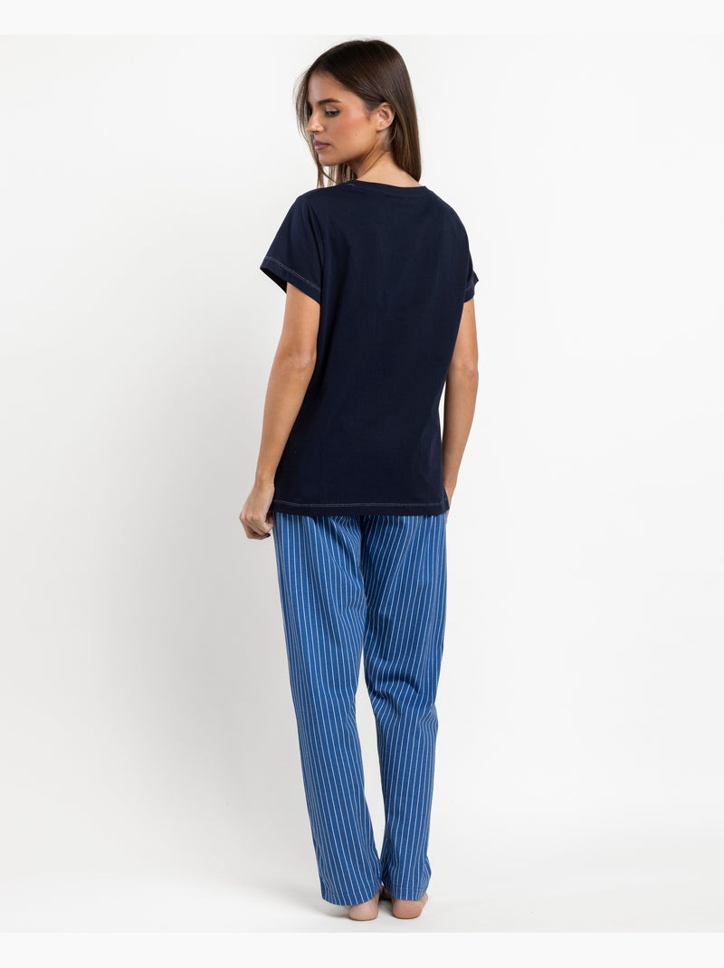 Pigiama a maniche corte a righe classiche da donna ADMAS CLASSIC Blu marino - Kiabi