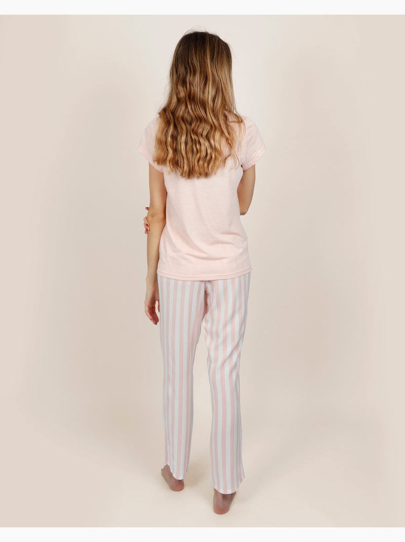 Pigiama a maniche corte a righe classiche da donna ADMAS CLASSIC Rosa - Kiabi