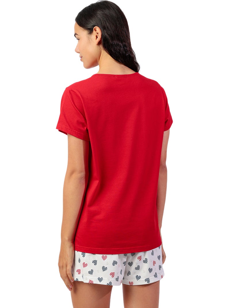 Pigiama a maniche corte ADMAS da donna Ocean Lover Rosso - Kiabi