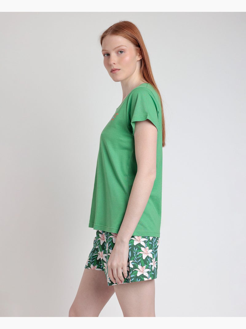 Pigiama a maniche corte ADMAS Flowers In The Sun da donna Verde - Kiabi