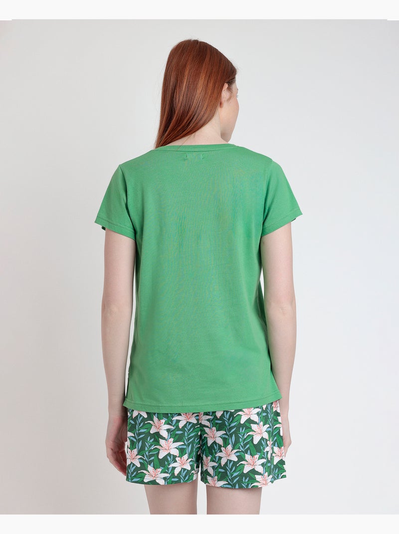 Pigiama a maniche corte ADMAS Flowers In The Sun da donna Verde - Kiabi