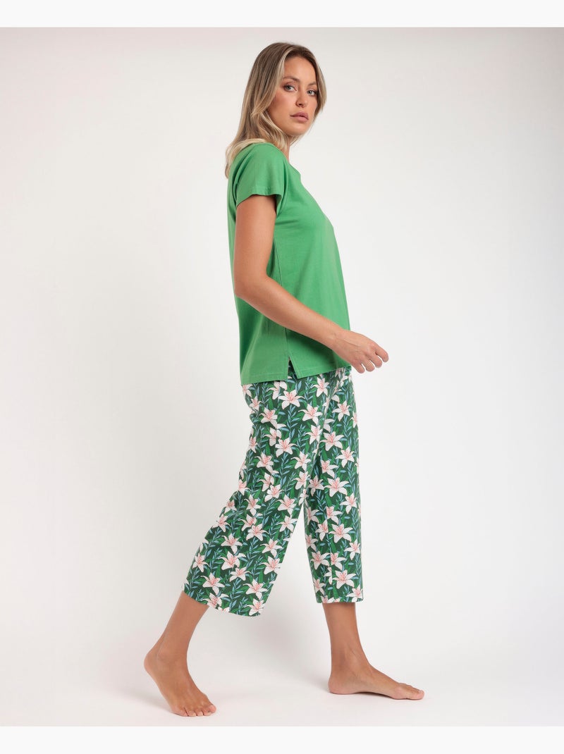 Pigiama a maniche corte ADMAS Flowers In The Sun da donna Verde - Kiabi