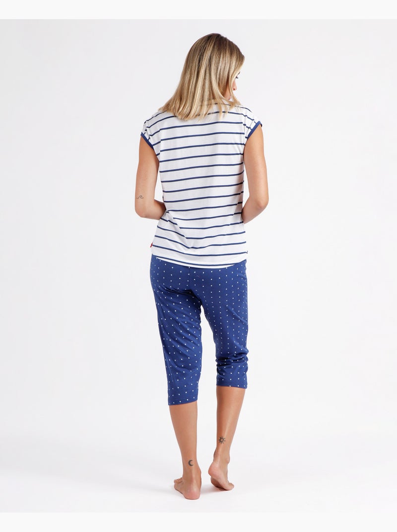 Pigiama a maniche corte ADMAS Women's Life Is Beautiful Blu marino - Kiabi