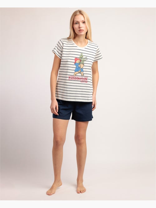 Pigiama a maniche corte blu navy da donna PADDINGTON CLASSIC - Kiabi Pigiama a maniche corte blu navy da donna PADDINGTON CLASSIC - Kiabi
