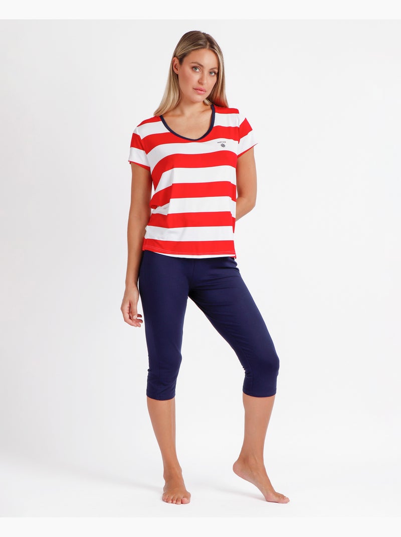Pigiama a maniche corte blu navy rosso da donna ADMAS Rosso - Kiabi