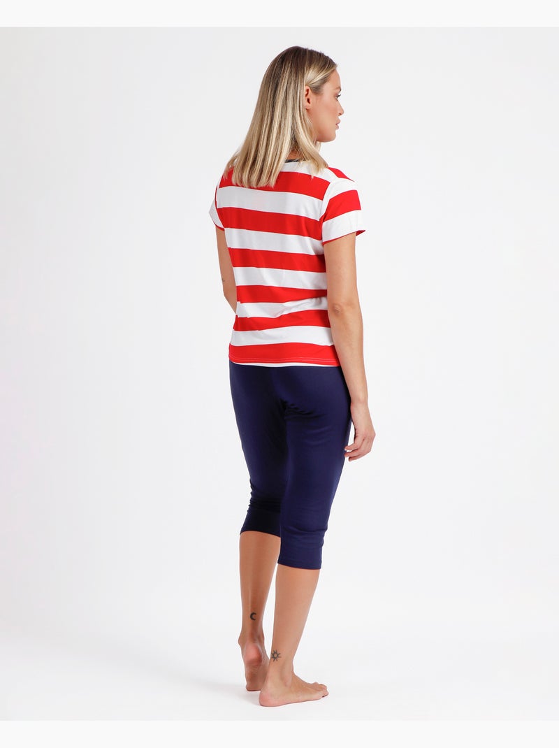 Pigiama a maniche corte blu navy rosso da donna ADMAS Rosso - Kiabi
