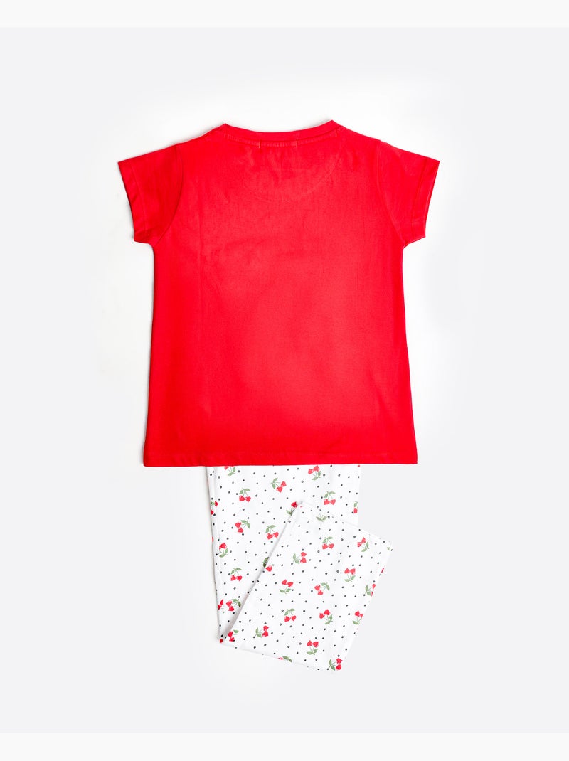 Pigiama a maniche corte con ciliegie per bambine ADMAS Rosso - Kiabi