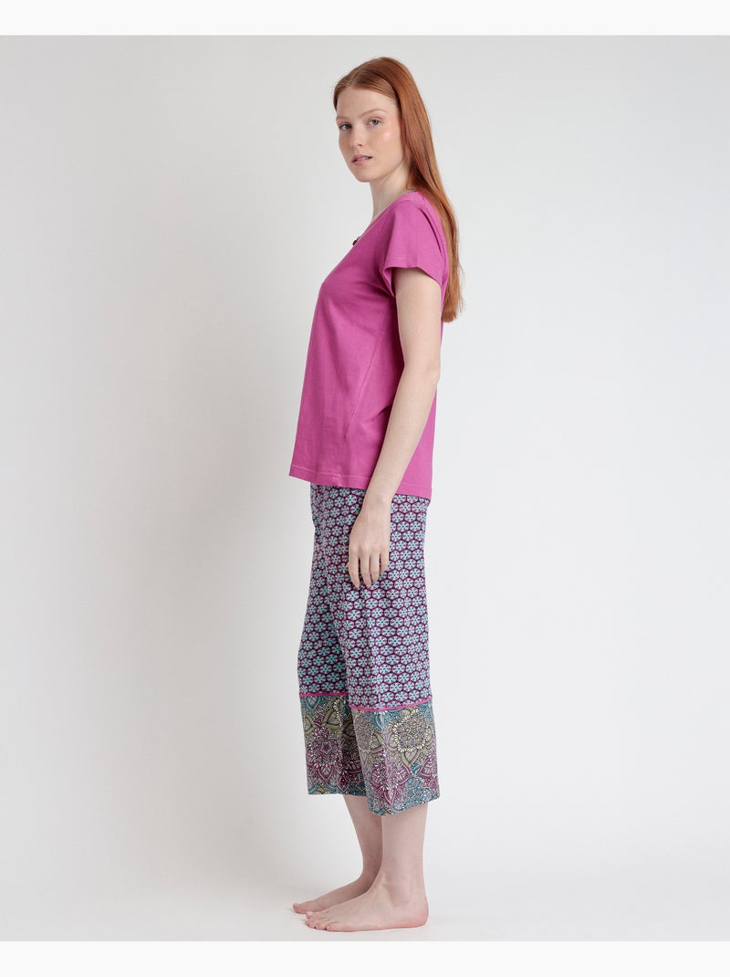 Pigiama a maniche corte con motivo mandala floreale da donna ADMAS Viola/Rosa - Kiabi