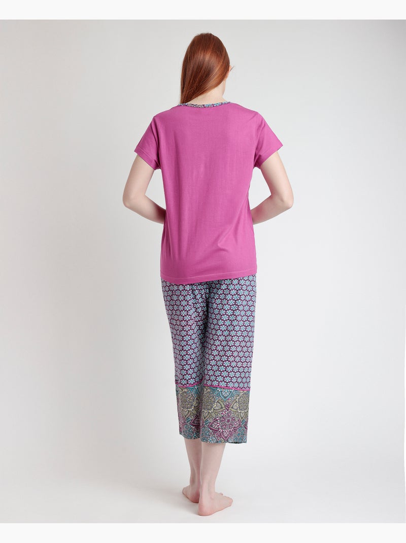 Pigiama a maniche corte con motivo mandala floreale da donna ADMAS Viola/Rosa - Kiabi