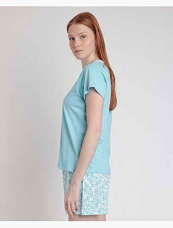 Pigiama a maniche corte da donna ADMAS CLASSIC con foglie primaverili