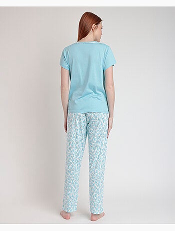 Pigiama a maniche corte da donna ADMAS CLASSIC con foglie primaverili